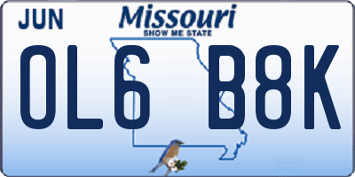 MO license plate OL6B8K