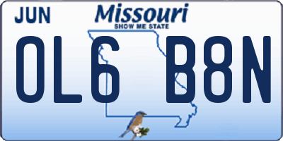 MO license plate OL6B8N