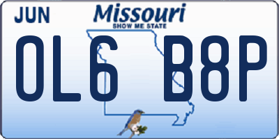 MO license plate OL6B8P