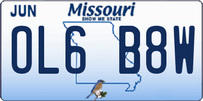 MO license plate OL6B8W
