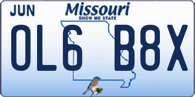 MO license plate OL6B8X