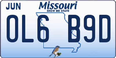MO license plate OL6B9D