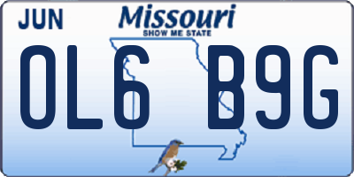 MO license plate OL6B9G