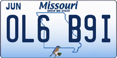 MO license plate OL6B9I