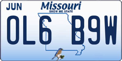 MO license plate OL6B9W