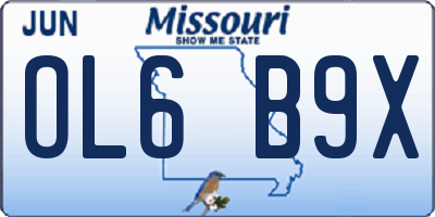 MO license plate OL6B9X