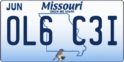 MO license plate OL6C3I