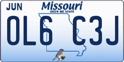 MO license plate OL6C3J