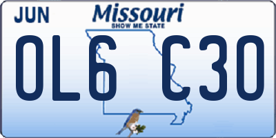MO license plate OL6C3O