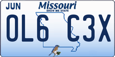 MO license plate OL6C3X