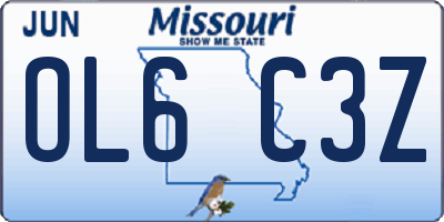 MO license plate OL6C3Z