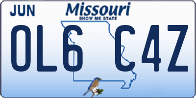 MO license plate OL6C4Z