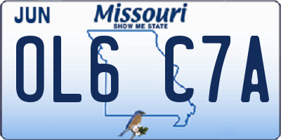 MO license plate OL6C7A