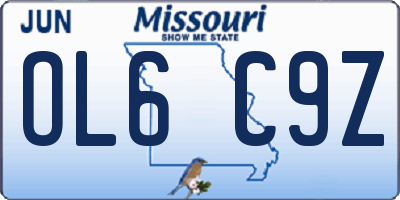 MO license plate OL6C9Z