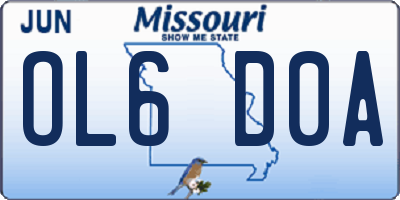 MO license plate OL6D0A
