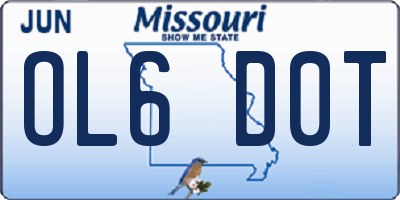 MO license plate OL6D0T