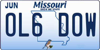 MO license plate OL6D0W