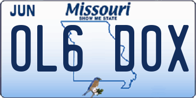 MO license plate OL6D0X