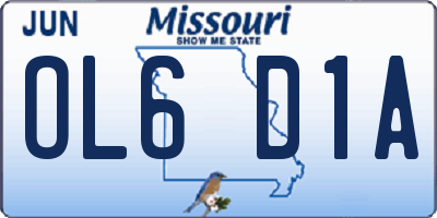 MO license plate OL6D1A