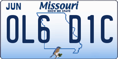 MO license plate OL6D1C