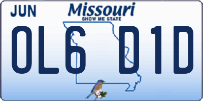 MO license plate OL6D1D