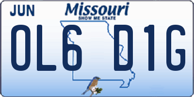 MO license plate OL6D1G