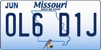 MO license plate OL6D1J