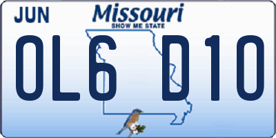 MO license plate OL6D1O