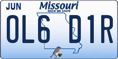 MO license plate OL6D1R