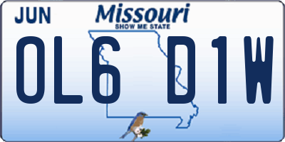 MO license plate OL6D1W