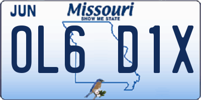 MO license plate OL6D1X