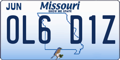 MO license plate OL6D1Z