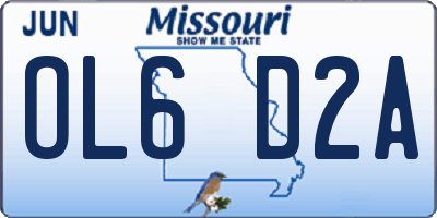 MO license plate OL6D2A