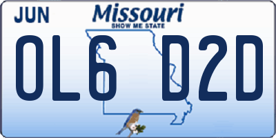 MO license plate OL6D2D