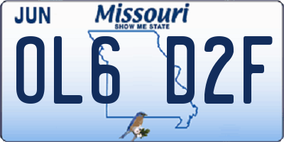 MO license plate OL6D2F