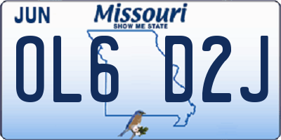 MO license plate OL6D2J