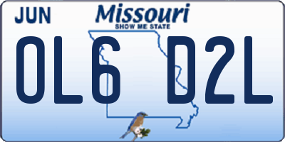 MO license plate OL6D2L