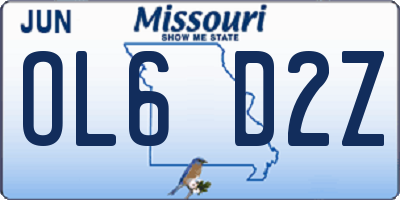 MO license plate OL6D2Z