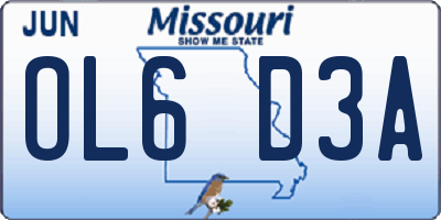 MO license plate OL6D3A