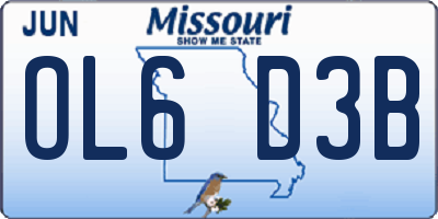 MO license plate OL6D3B