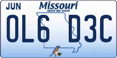 MO license plate OL6D3C