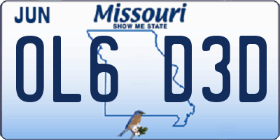 MO license plate OL6D3D