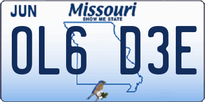 MO license plate OL6D3E