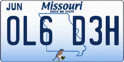 MO license plate OL6D3H