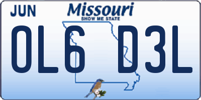 MO license plate OL6D3L