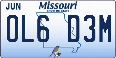 MO license plate OL6D3M