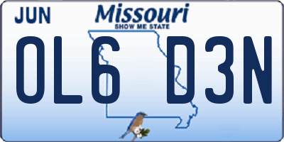 MO license plate OL6D3N