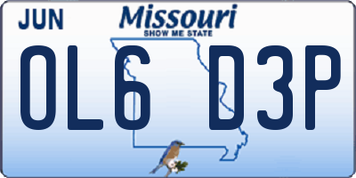 MO license plate OL6D3P