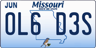 MO license plate OL6D3S