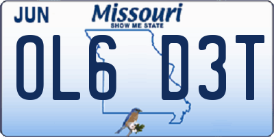 MO license plate OL6D3T